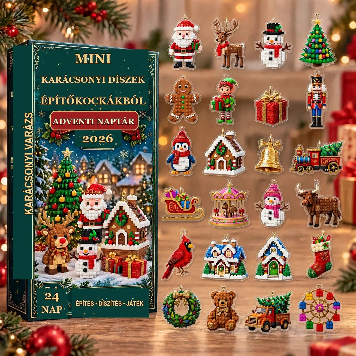 2026-os adventi naptár – 24 mini karácsonyi dísz építőkockákból – 1