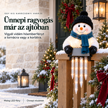 WinterGlow világító hóember jégcsapfényekkel korlátra